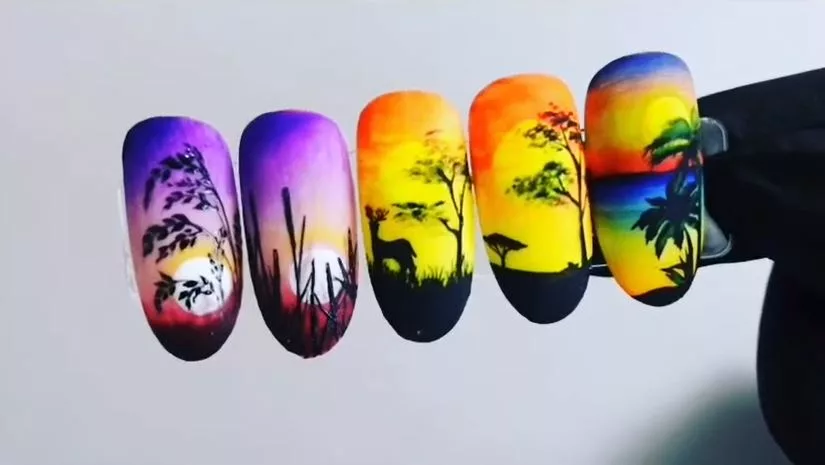 Tuto Nail Art Savane : aux couleurs du Roi Lion – Dégradé & silhouette