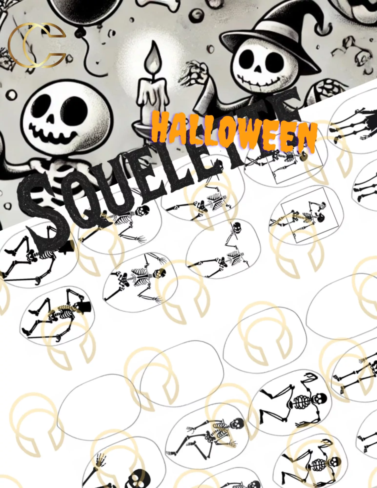 Plaquette Nail Art – Collection SQUELETTE (CNS-002)