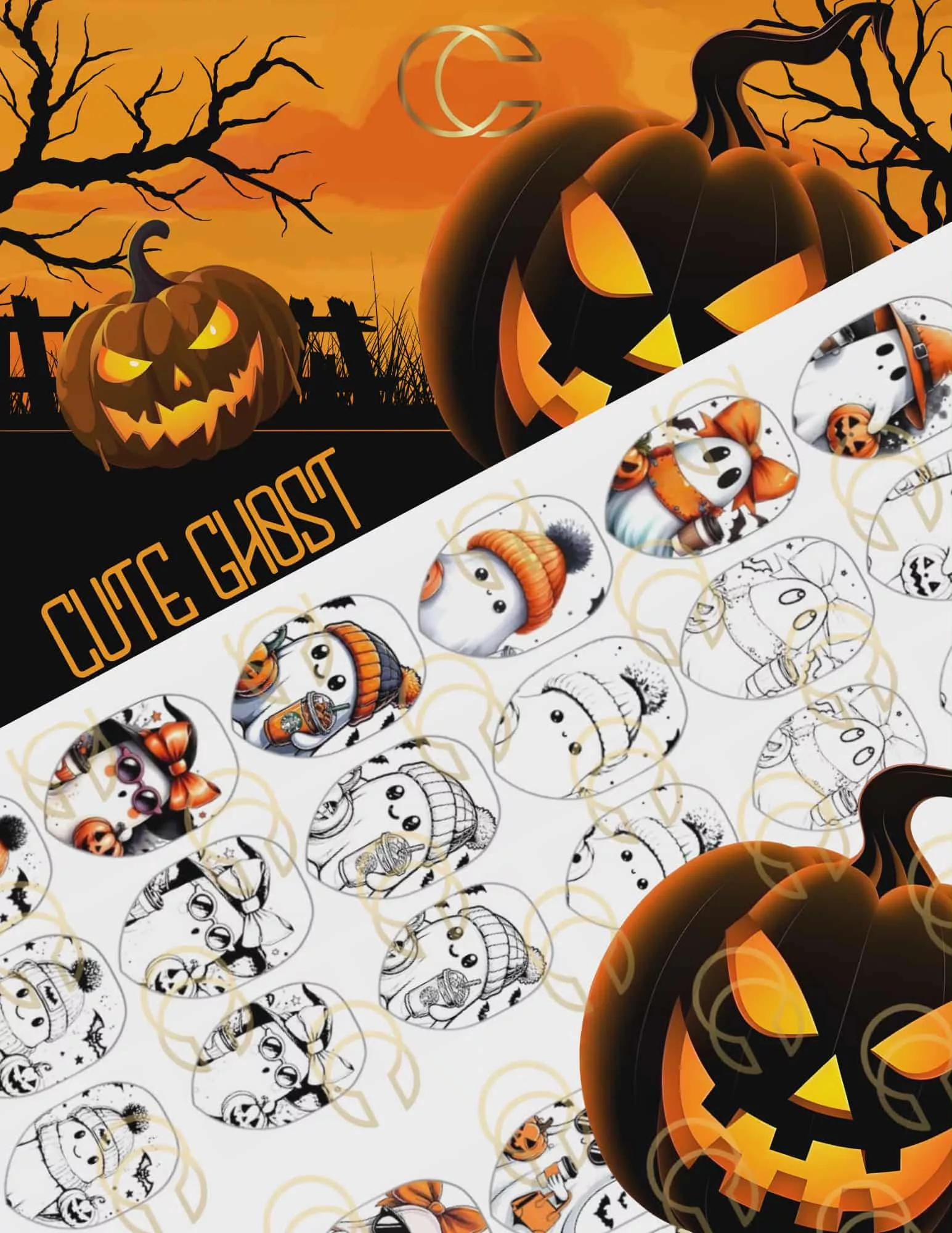 Plaquette Nail Art – Collection CUTE GHOST (CNS-003)