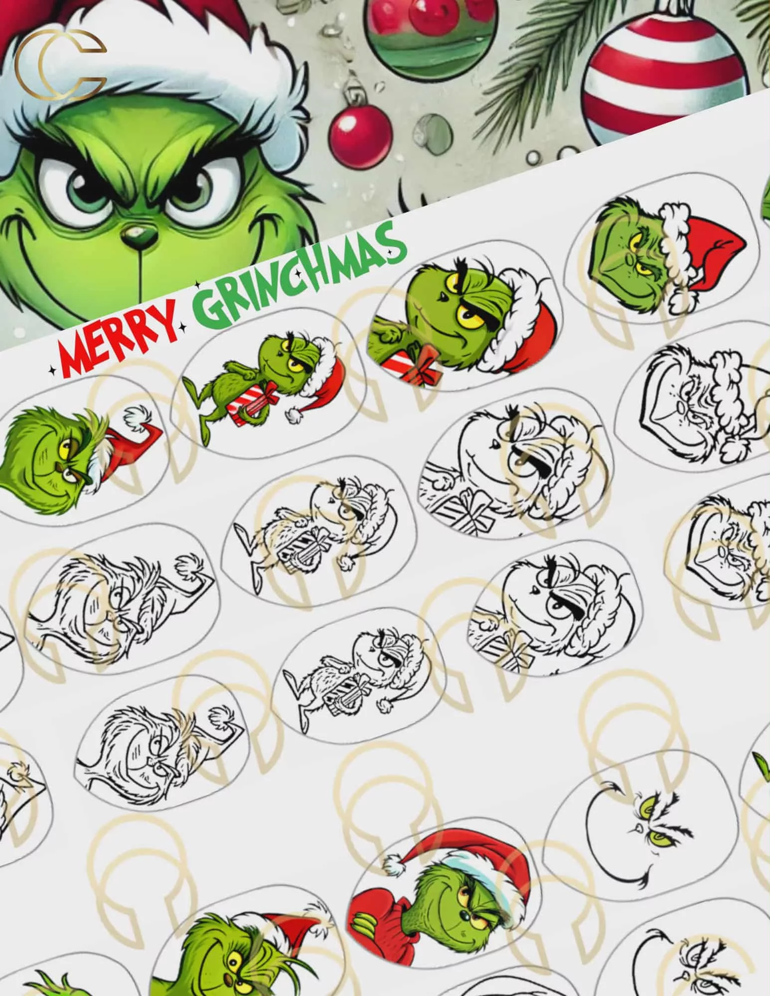 Plaquette Nail Art – Collection MERRY GRINCHMAS 🎄(CNS-007)