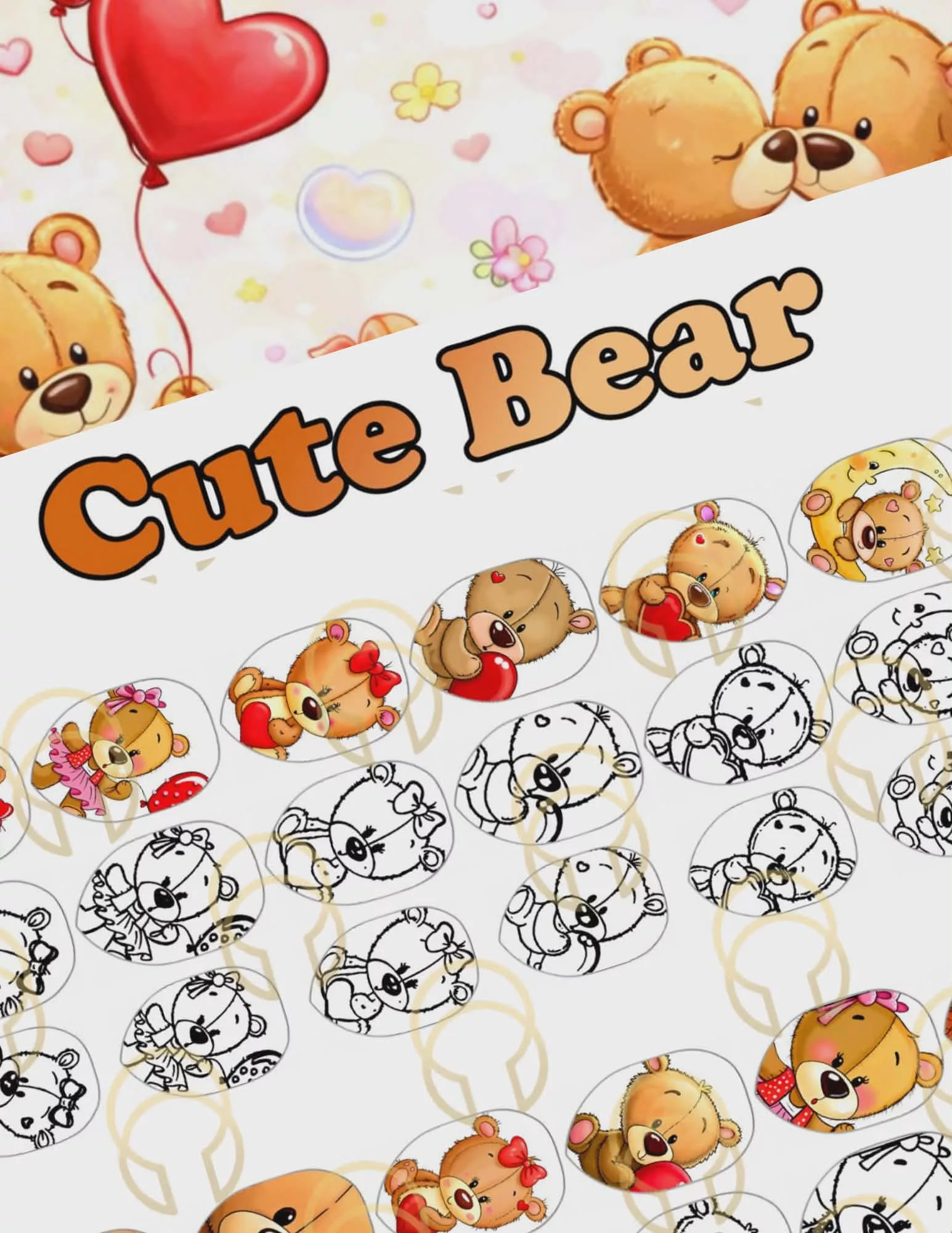 Plaquette Nail Art – Collection Cute Bear (CNS-013)
